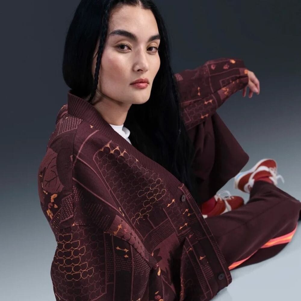 NEW Nike x Naomi Osaka Jacquard Kimono Jacket Burgundy Crush Streetwear Luxe Sm - Picture 12 of 16